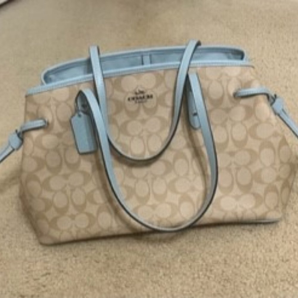 Coach | Bags | Coach Beige Light Blue Purse | Poshmark